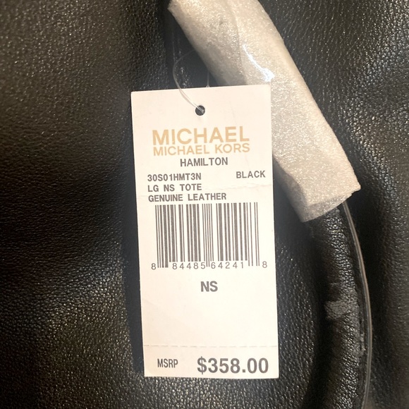 Michael Kors Genuine Leather Hamilton Black Tote.  Brand new never used. - Picture 3 of 5